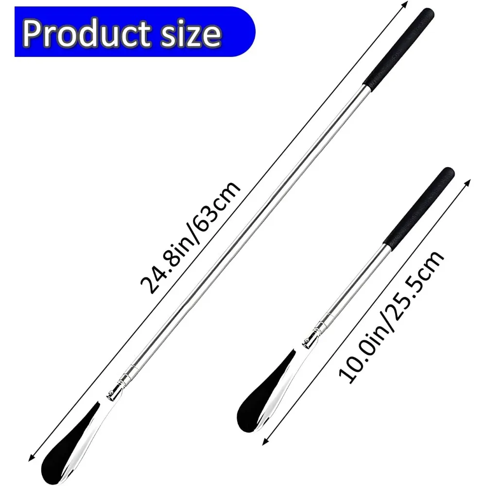 Extendable Shoe Horn, Premium Stainless Steel Long Handled Shoe Stick for Boots, Sneakers & More