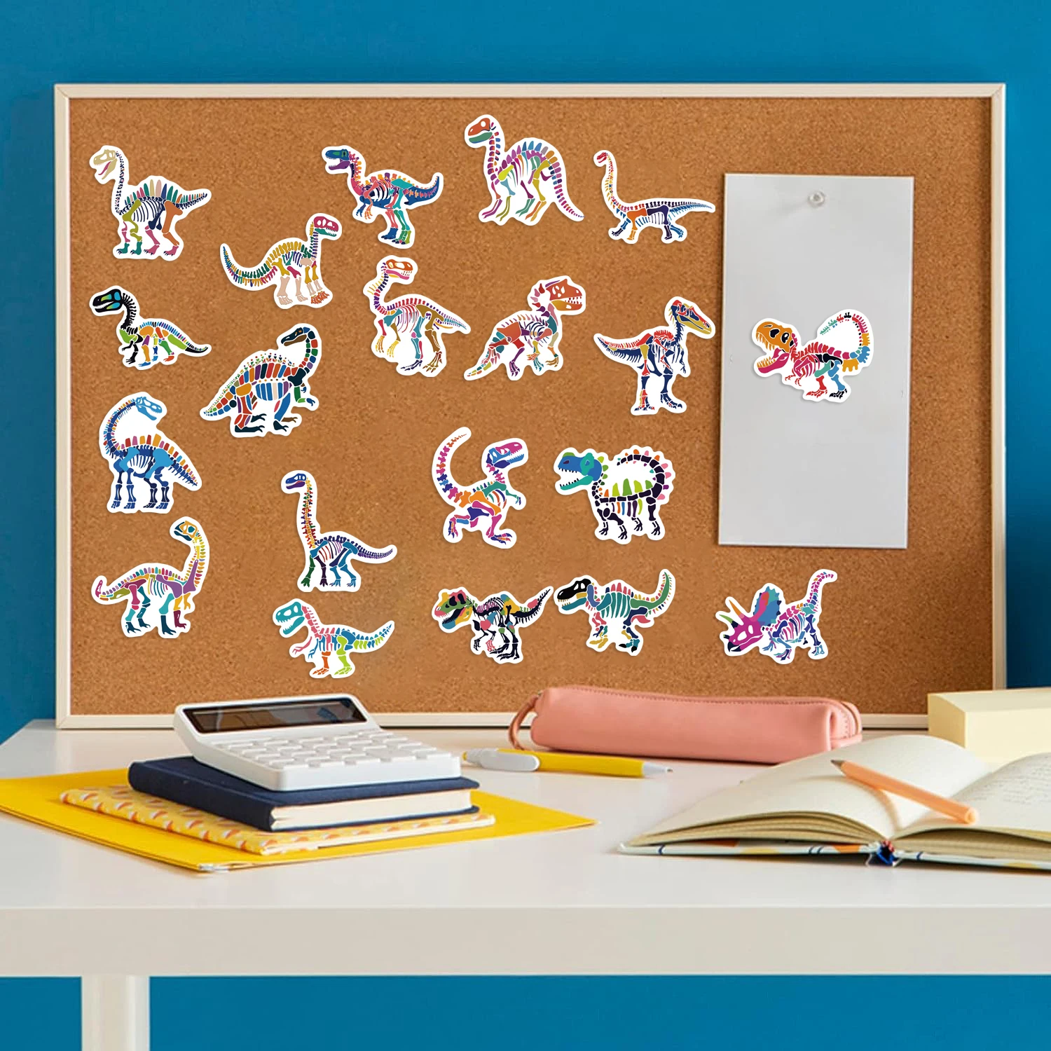 50pcs Cute Colorful Dinosaur Skull Stickers DIY Fridge Luggage Scrapbook Skateboard Notebook Diary Graffiti Sticker