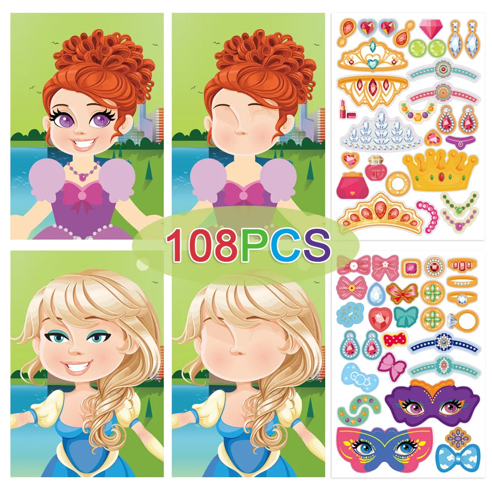 Fun Diy Sticker Dress-up Game Cartoon Animal Face Change Sticker Book Color Cognitive Puzzle Toy Baby Early Education Gift image 2