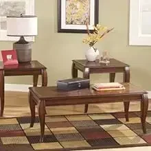 مجموعة طاولات zz by Ashley North Shore التقليدية المصنوعة من الرخام الصناعي المكونة من 3 قطع، تتضمن طاولة القهوة وطاولتين نهائيين، داكن B #3