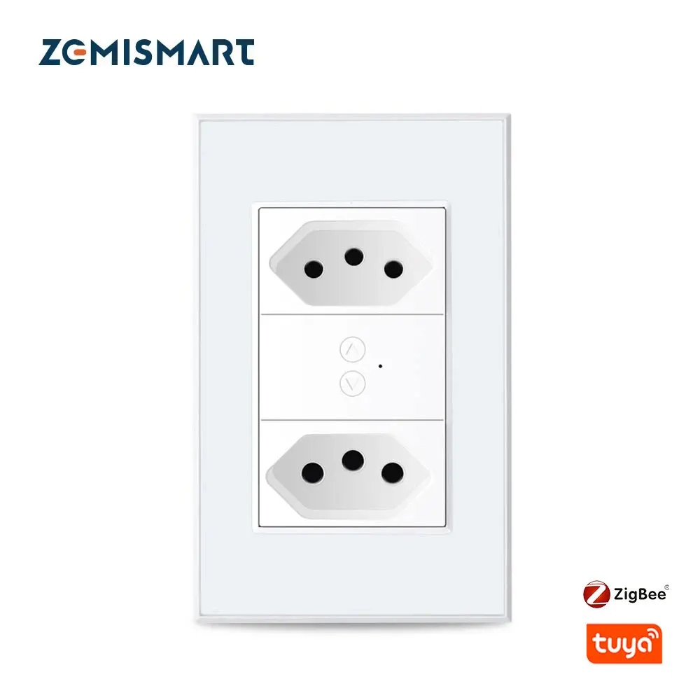 Zemismart Tuya Zigbee Smart Brazil Socket 10A 20A Two Brazil Outlets Alexa Google Home Smart Life App Control