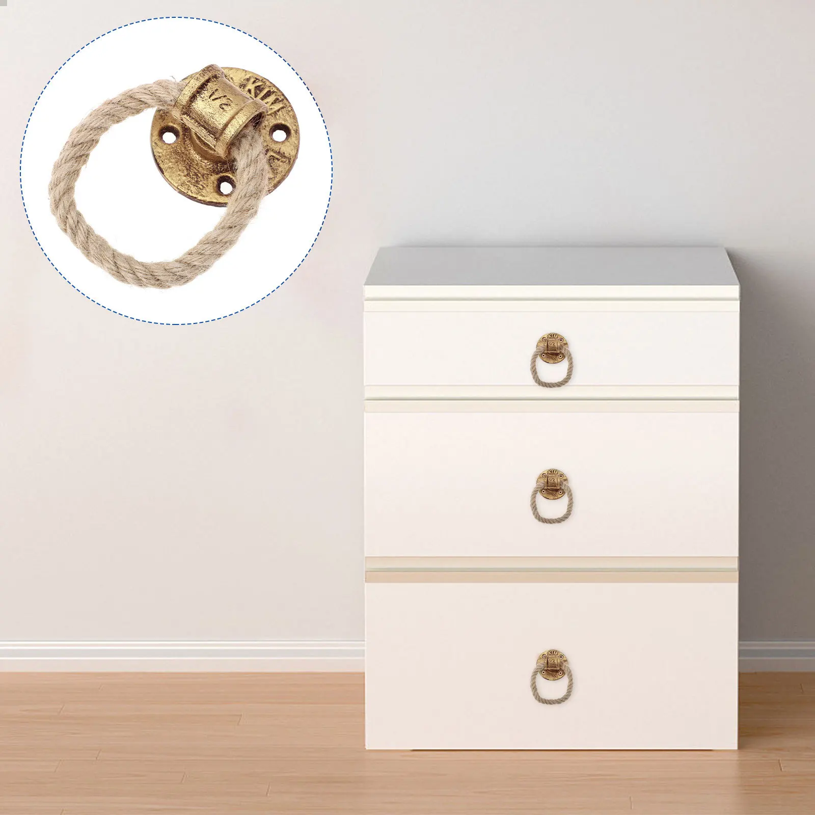 

Style Rustic Rope Door Pull Handle Drop Ring Knob for Cabinet Drawer Cupboard Wardrobe Furniture Hardware