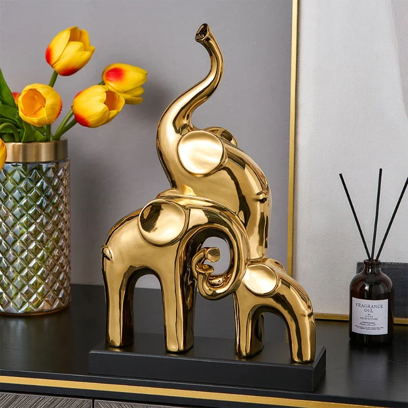 Ceramic Elephant Statue Sculpture Light Luxury Home Living Room Decoration Room Decor Desk Accessoriesfigurines for Interior