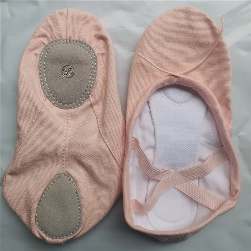 High Quality Kids Girls Women Adult Pink Split Sole Soft Canvas Ballet Flat Shoes for sale