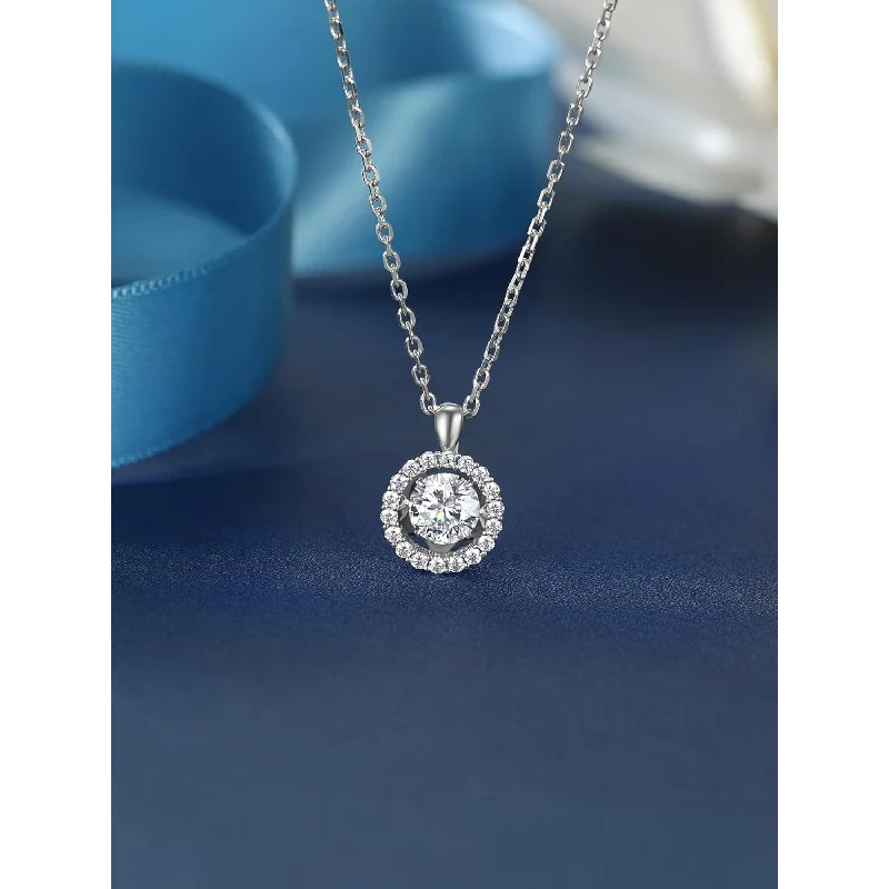 

Dancing Moissanite Heart Necklace for Women, 1 Carat 925 Sterling Silver Gift for Valentine Christmas Anniversary