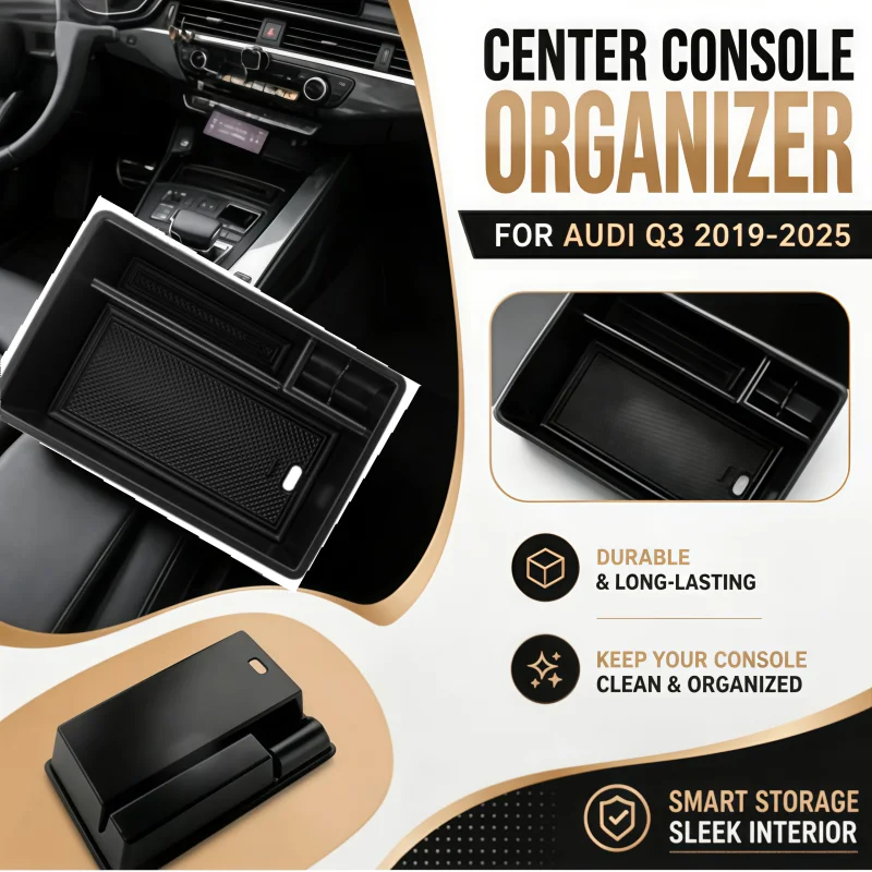 Car Tray Case Holder Container Organizer For Audi Q3 F3 Sportback 2019 2020 2021 Car Central Armrest Storage Box Accessories