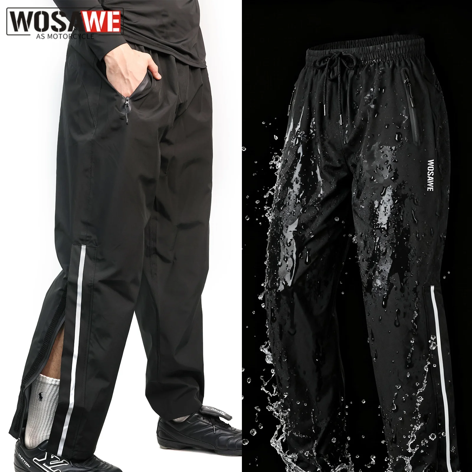 

WOSAWE Motorcycle Riding Rain Pants Outdoor Camping Hiking Rain Pants For Men Women Climbing Waterproof Trousers Over Trouser
