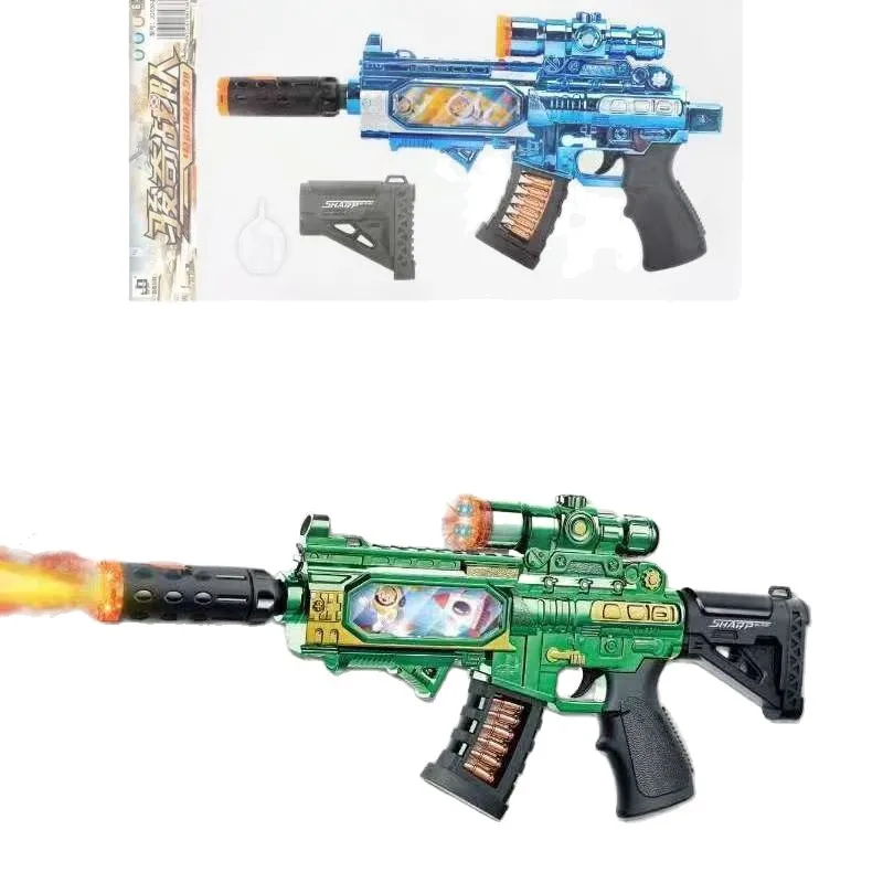 Realistic Spray Gun Electric Toy Vibrating Machine Gun Submachine Gun Sound Light Music Effects Model For Kids Boys Gift