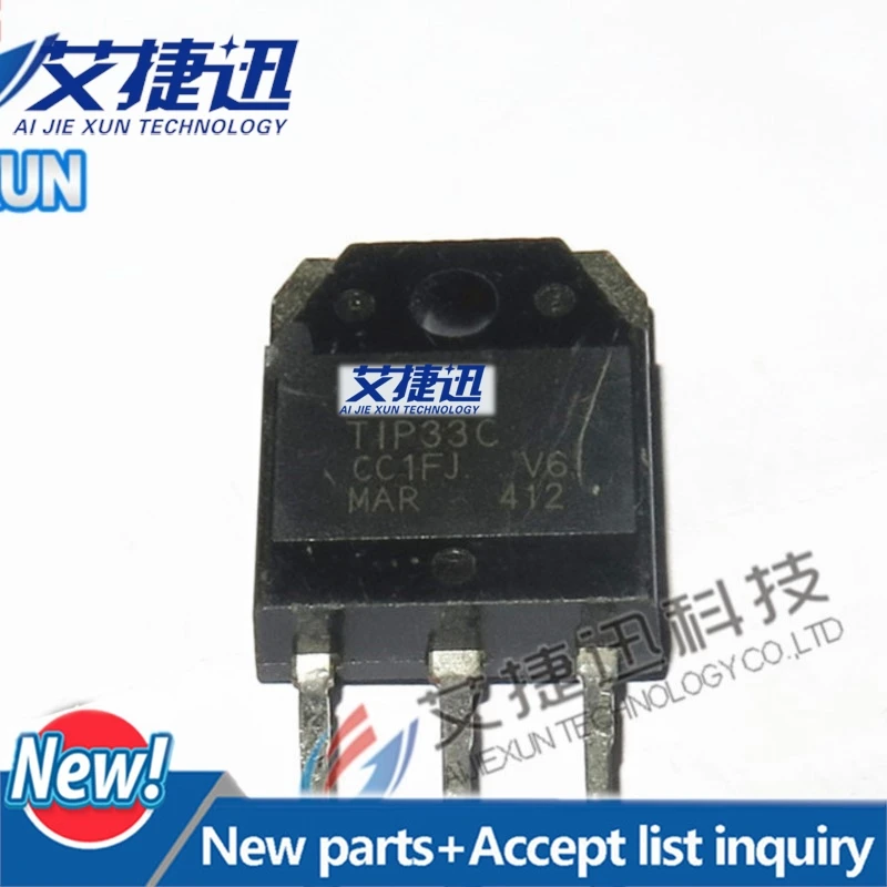 10PCS TIP33C High Power NPN Bipolar Power Transistor, SOT-93 (T0-218) 4 LEAD, 30-TUBE TO-3P New and original