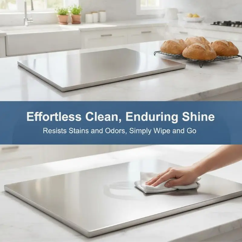 L-shaped Chopping Board Double Sided Stainless Steel Anti Scratch Heavy Duty Cutting Board for Kitchen Restaurant Food Cutting