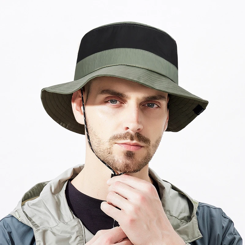 Unisex Color Block Bucket Hat - Quick Dry Lightweight Sun Hat for Large Head, UPF50+ Foldable Fishing Cap for Hiking Camping