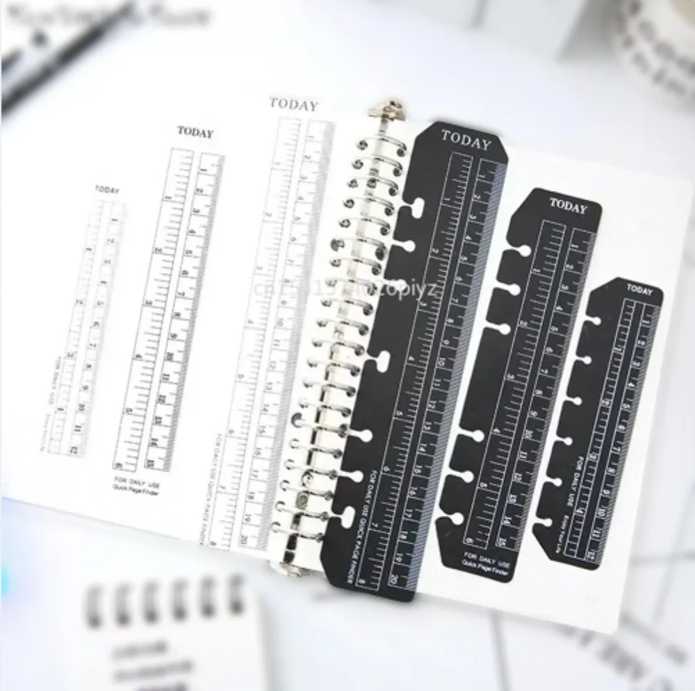 Bookmark Ruler for Rings Notebook 6 Hole A5/A6/A7 Elastic Drawing Tool Soft Plastic Math Drafting Ruler Flexible Dividing Rulers