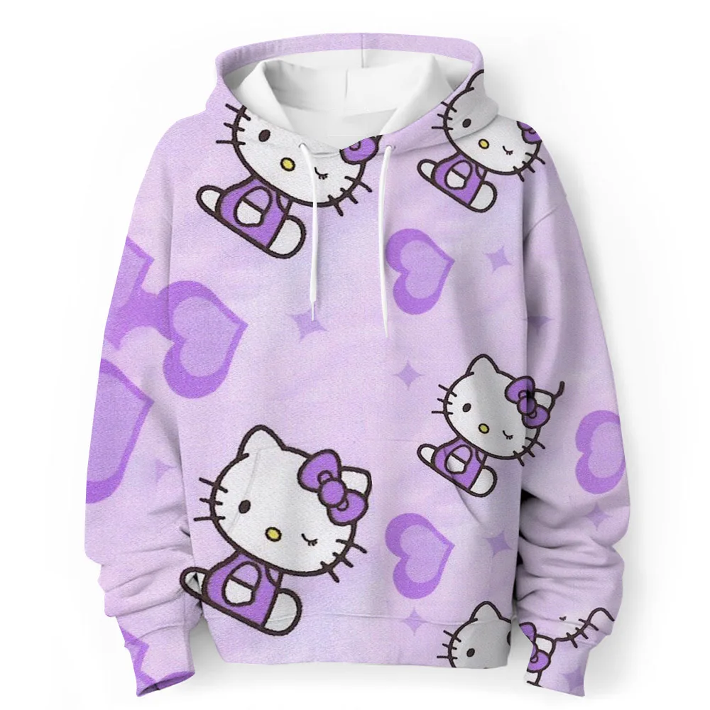 Sanrio HELLO KITTY Hoodie Children Fun Graphic Pullover Adult Kids Casual Hooded Clothing Boys Girls Fashion Trend Coat with Hat