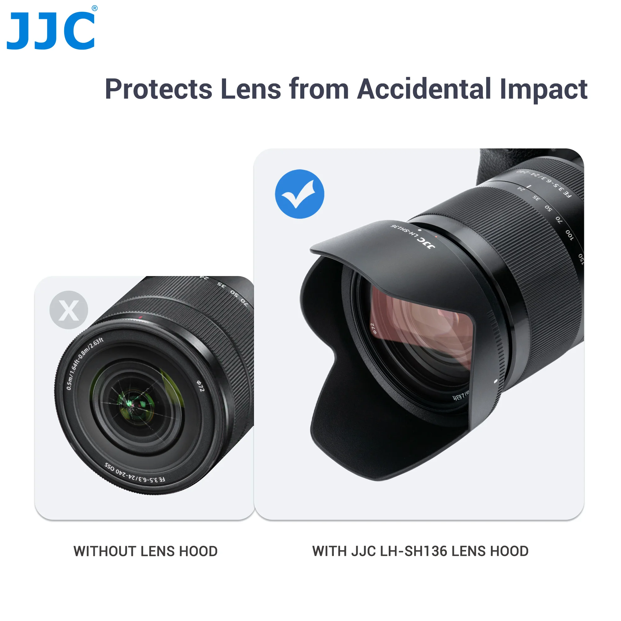 JJC Lens Hood Reversible Lens Hood for Sony FE 24-240mm F3.5-6.3 OSS SEL24240 Lens Replaces Sony ALC-SH136 Lens Hood