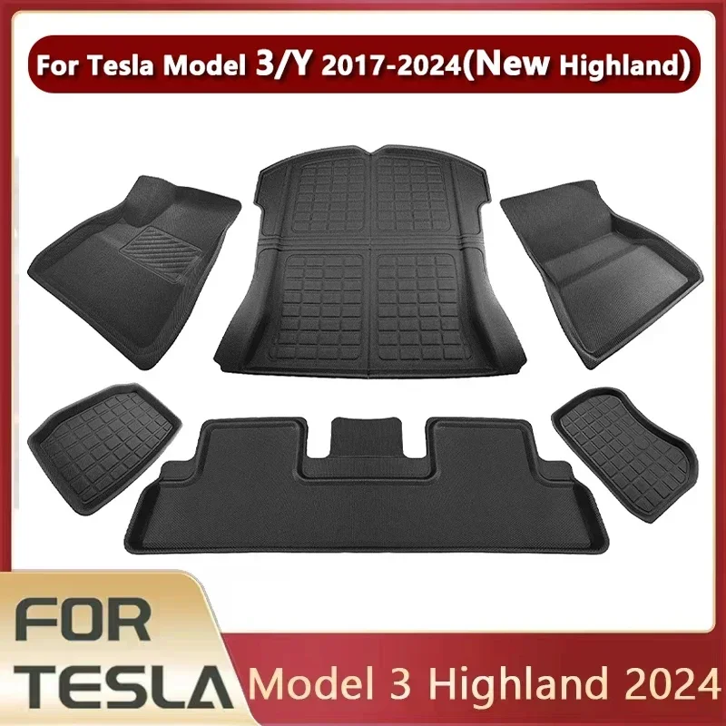 

For Tesla Model Y 3 New Highland Floor Mat Trunk Luggage Mat LHD RHD 2021 to 2024 Left Right Rudder Four Seasons Floor Liner