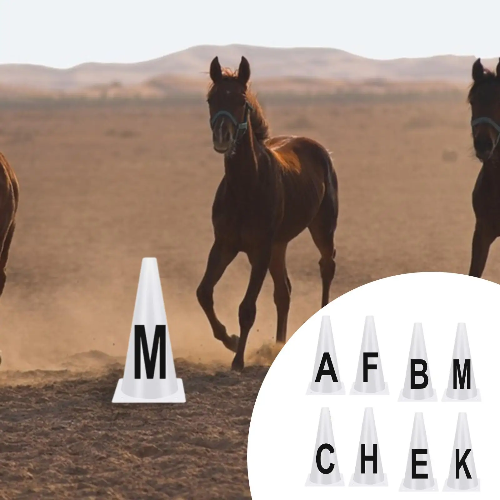 乗馬用ドレッサージュマーカーコーン-軽量で頑丈な文字キット-馬のトレーニングや競技場での練習用