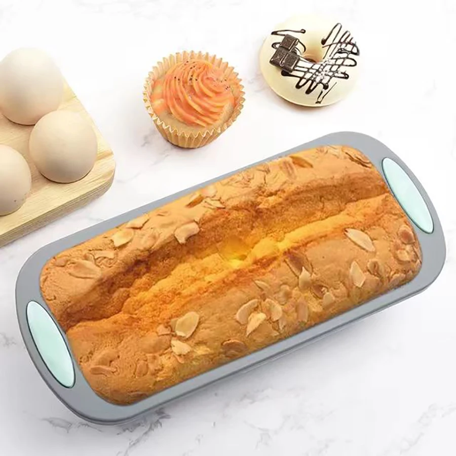 Silicone bread cake baking two-color mold High temperature resistant thickening hot handle toast baking tray oven mold tool