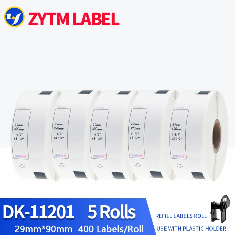 5 Rolls Brother Compatible DK-11201/DK-11204/DK-11208/DK-11215/DK-11218/DK-11219/DK-11221/DK-22210/DK-22211/DK-22214 Label