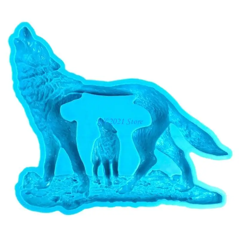 

G5GC Forest Wolf Resin Molds Wall Art Pendant Silicone Mold Epoxy Casting for Wall Art Animal Hangings Decoration Ornament
