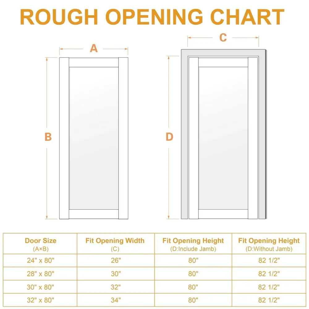 32x80 Tempered Frosted Glass Interior Door Slab Easy Install Without Hardware Required