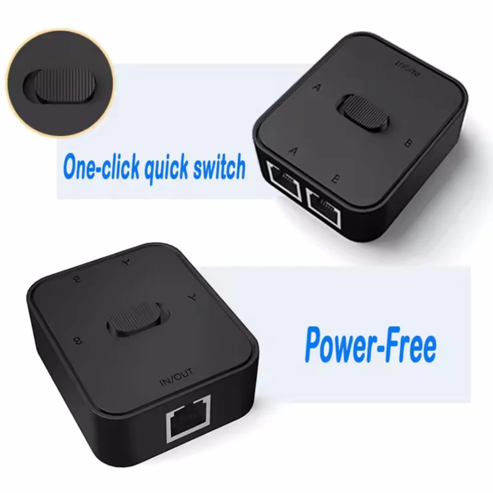 2 Port 1000Mbps Gigabit Network Switch RJ45 Switch Network Splitter Kabel Extender Selector Power Free 2 Way Adapter Connector