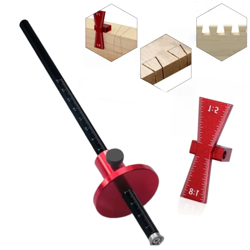 

Калибр для маркировки колес, направляющий маркер «ласточкин хвост», инструмент для разметки из алюминиевого сплава — деревообработка 1:5 1:8, комбинация набора из 2 предметов