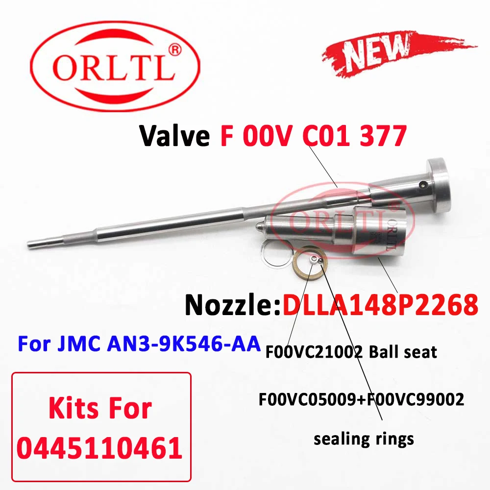 

ORLTL Common Rail Injector 0445110461 Diesel Injector Nozzle DLLA148P2268 0433172268 Repair Kits F00VC01377 For JMC AN3-9K546-AA