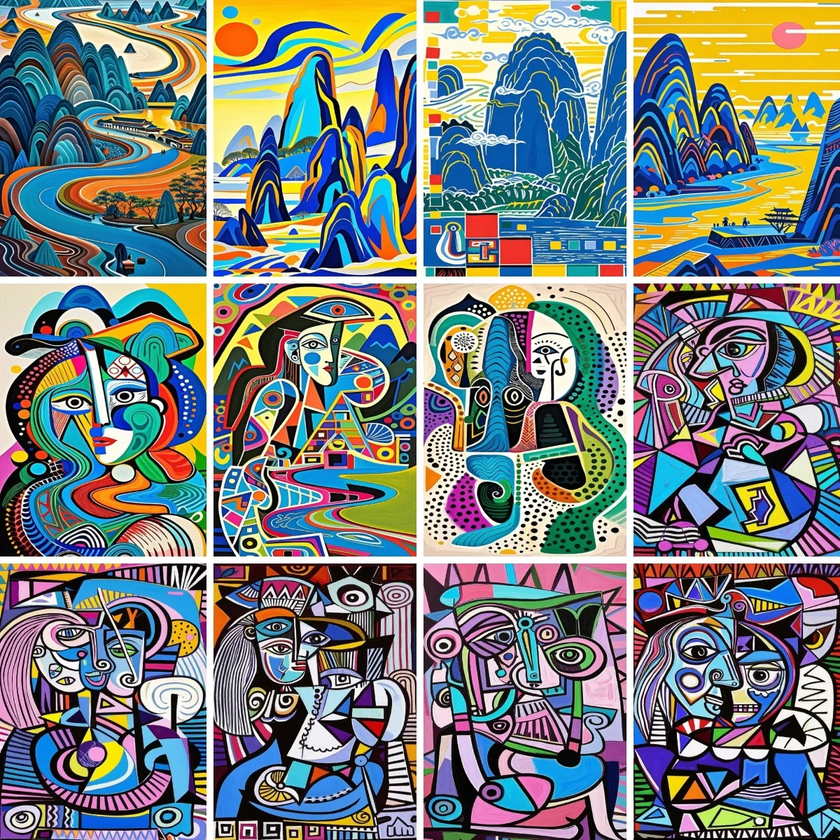 DIY اللون بالأرقام مجردة الرقمية النفط اللوحة بيكاسو نمط الرقمية النفط اللوحة مجموعة قماش الفني رسمت باليد هدية