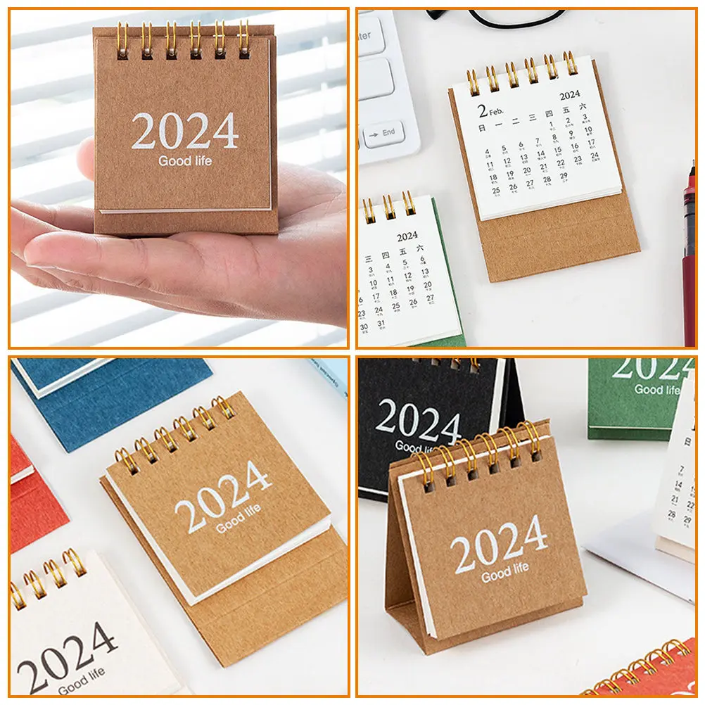 Mini 2024 Desk Calendar Small Desktop Calendar Clear Dates Simple Style Office Home School Tabletop Daily Planner Organizer