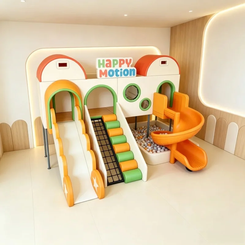 Commercial Adventure Zone Soft Play House Kids Interactive Indoor Playground Equipment With Spiral Slide for Daycare Play Cafe