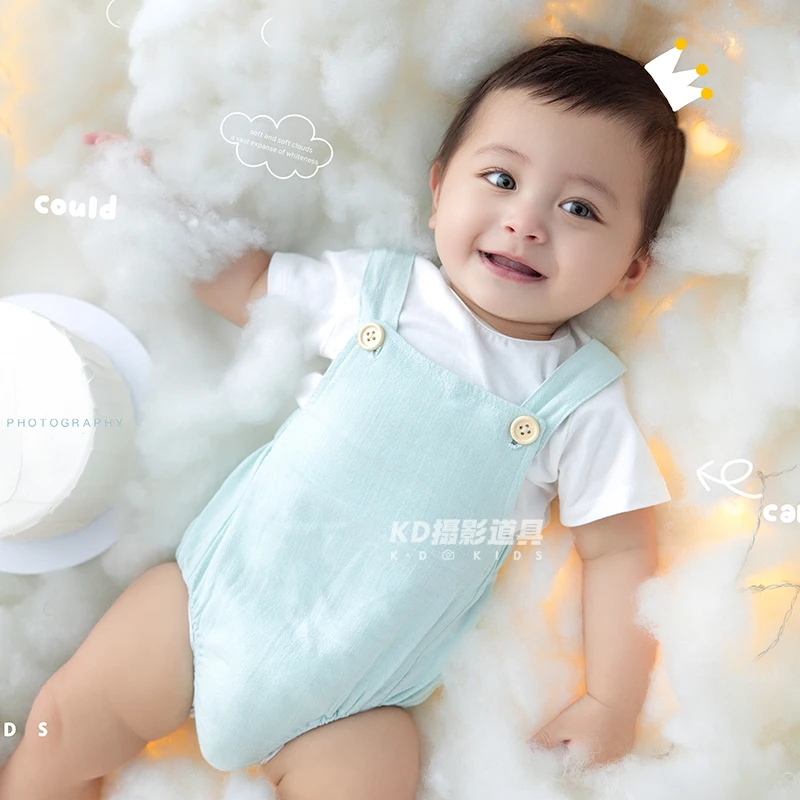 3-6 Months Baby Photography Clothing Baby Boy Jumpsuit Short Sleeved + Socks Suit Infant Posing Photo Clothing Accessories