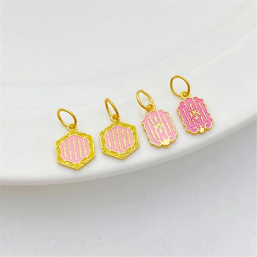 S925 Silver Plated Gold Burned Blue Five Lines Beads Pendant Hanging Plate DIY Hand Chain Necklace Jewelry Material Accessories