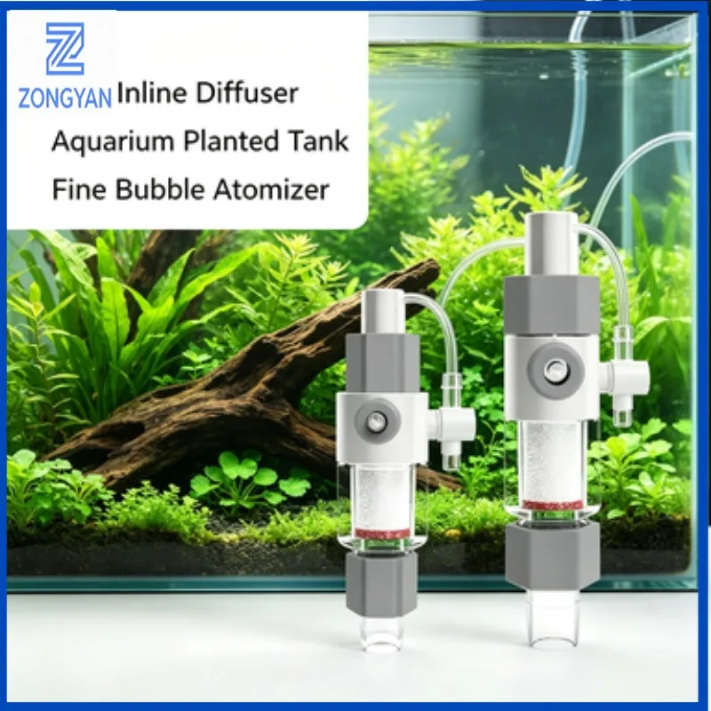 ZONGYAN CO2 Inline Diffuser External Atomizer Aquarium Planted Tank Carbon Dioxide Dissolver For Water Pipe Connection