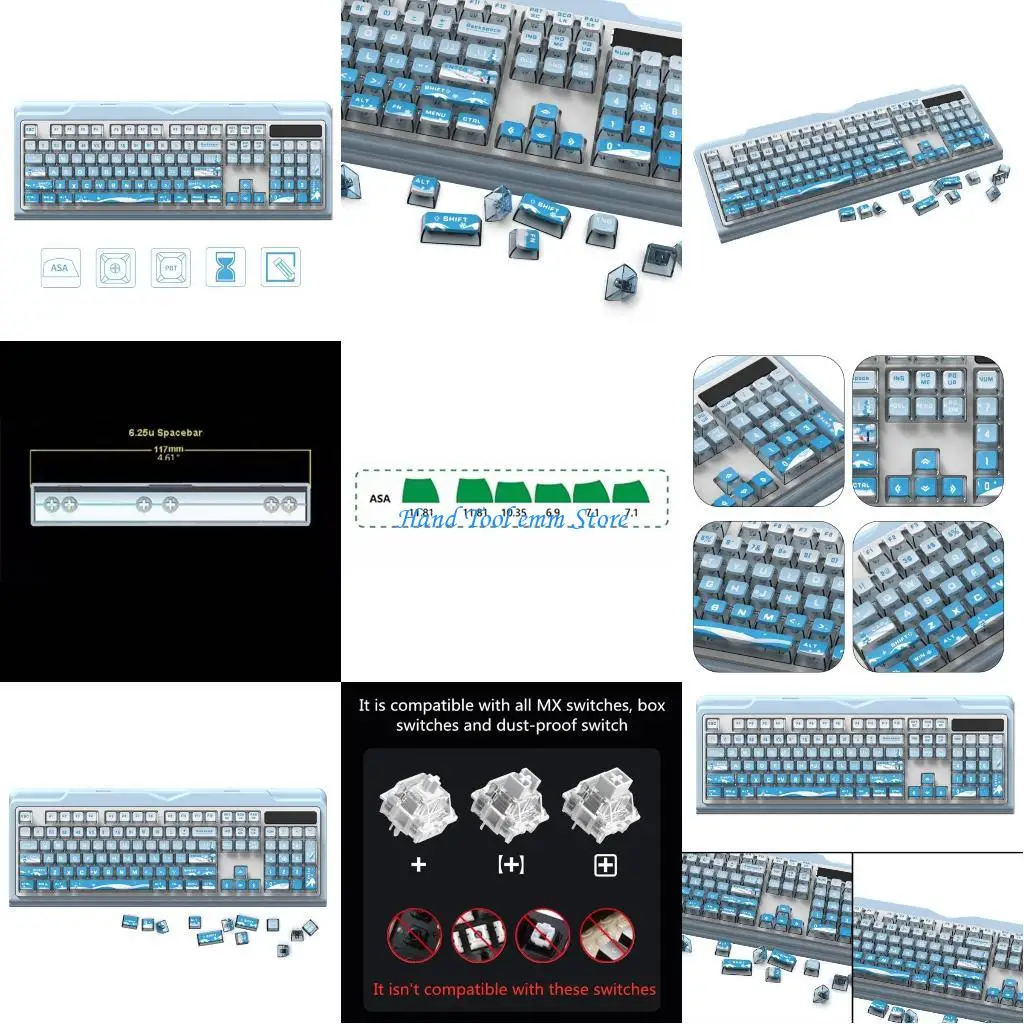 

H37F 116Keys с подсветкой клавишные клавиши полупрозрачные снежные клавиши для механических клавиатур