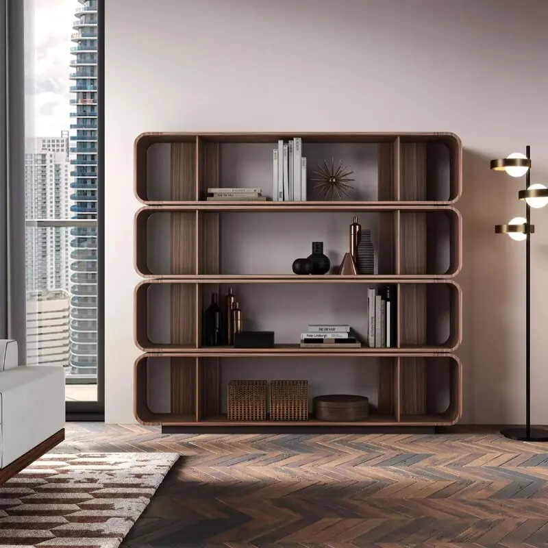 Light luxury new Chinese bookcase combination Chinese office study black walnut solid wood bookshelf display case