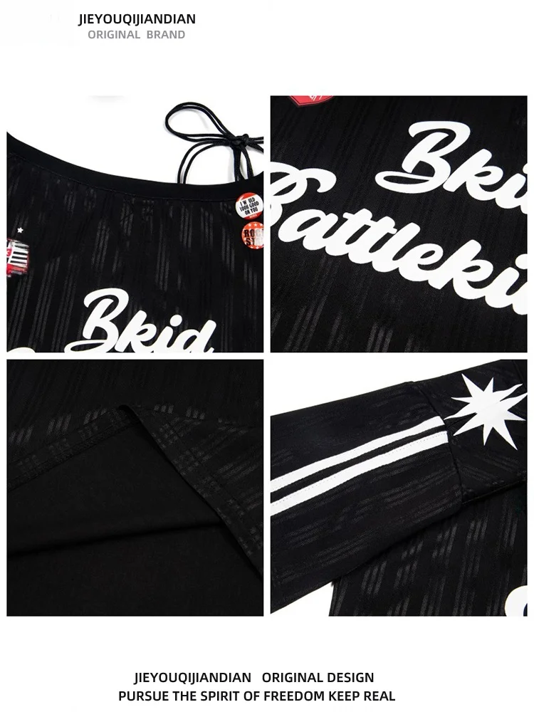 Retro American Bae Bedrucktes asymmetrisches Oulder-T-Shirt Damen Sommer Spicy Girl Sle Casual Top Streetwear Loose Fit...