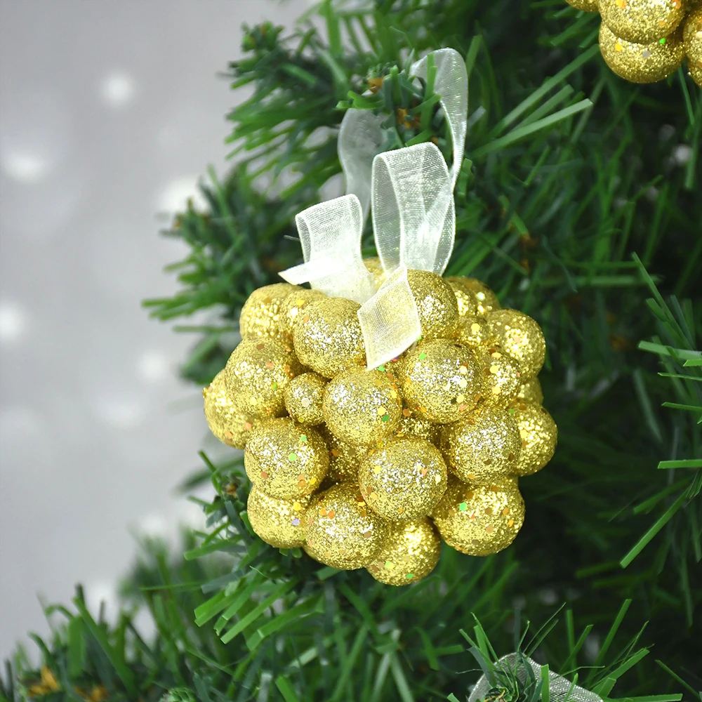 

5Pcs 6cm Gold Christmas Berries Ball Artificial Christmas Cherry Berry Christmas Tree Ornament Noel Navidad Xmas Tree Decoration