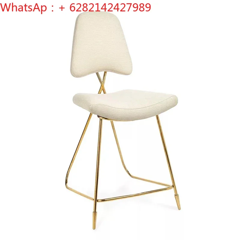 

Simple post-modern stainless steel dining chair modern high bar chair coffee shop bar stool stainless steel single couch chair