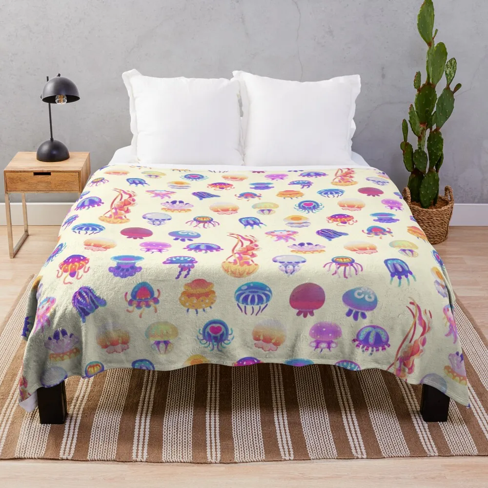 

Jellyfish Day - pastel Throw Blanket No Pilling Soft Warm Blanket for Bed