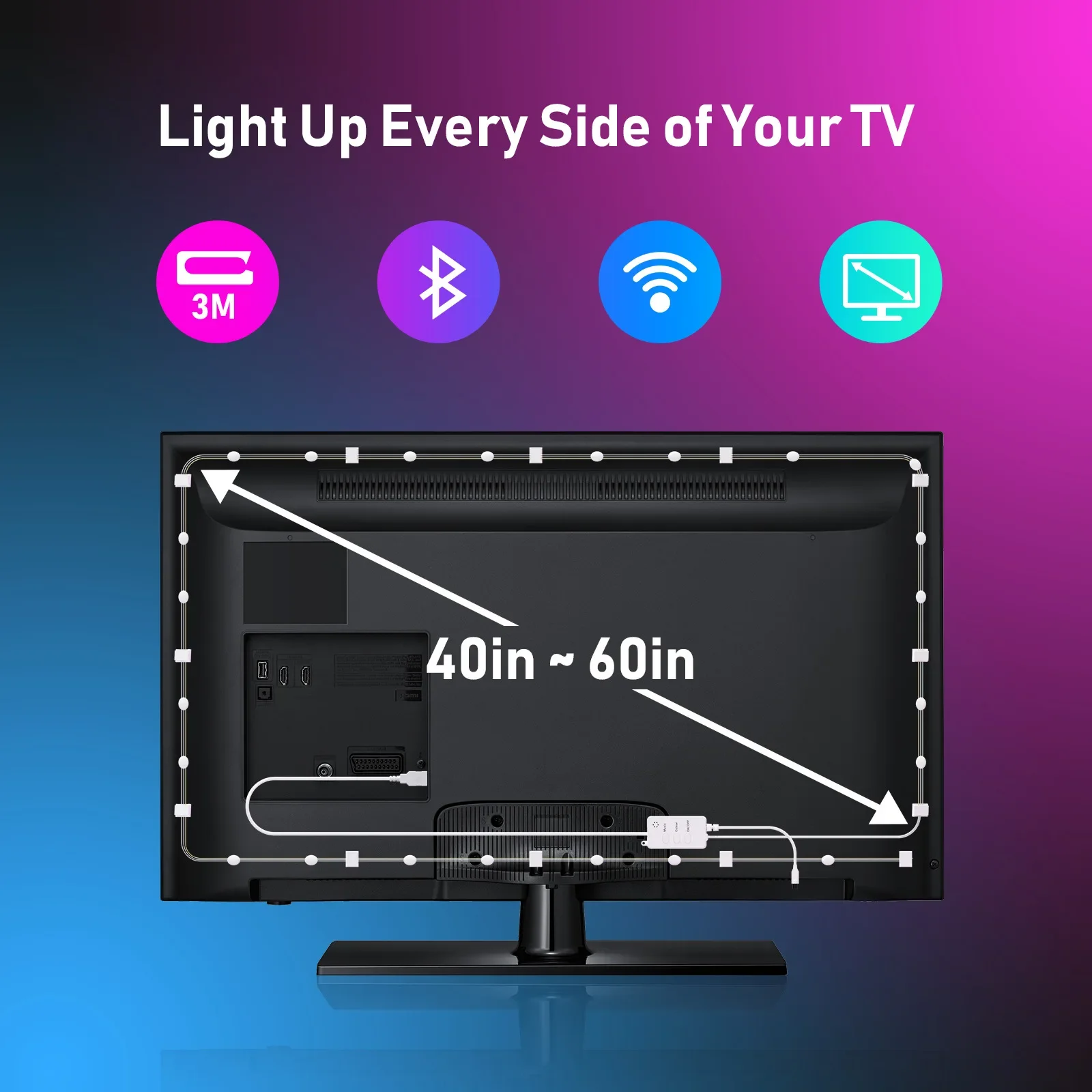 1 Pcs For Tuya WiFi Smart RGB Strip Lights Music  App ABS Control & 16M Colors Versatile Control For METHODS Replace Supplies