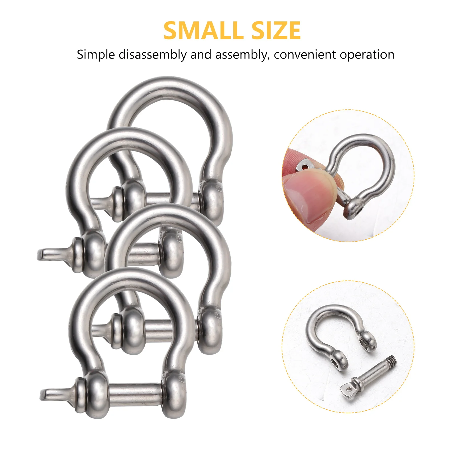 

4 Pcs D-Shaped Stainless Steel Shackles Heavy Duty Horseshoe Type Ideal for Towing Hauling Winching Vehicle Recovery Lifting