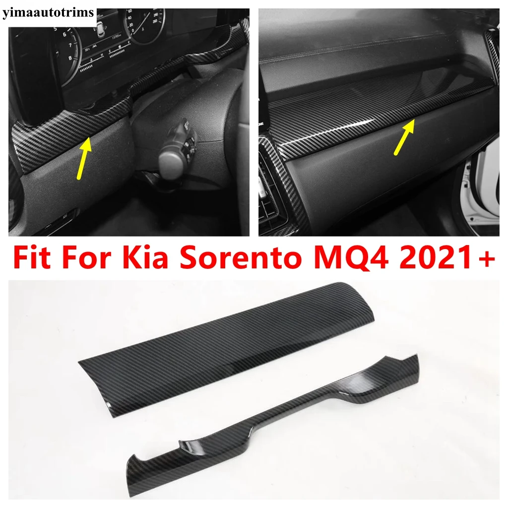 

2PCS Car Dashboard Center Console Panel Strip Decoration Cover Trim Carbon Fiber Accessories For Kia Sorento MQ4 2021 2022 2023