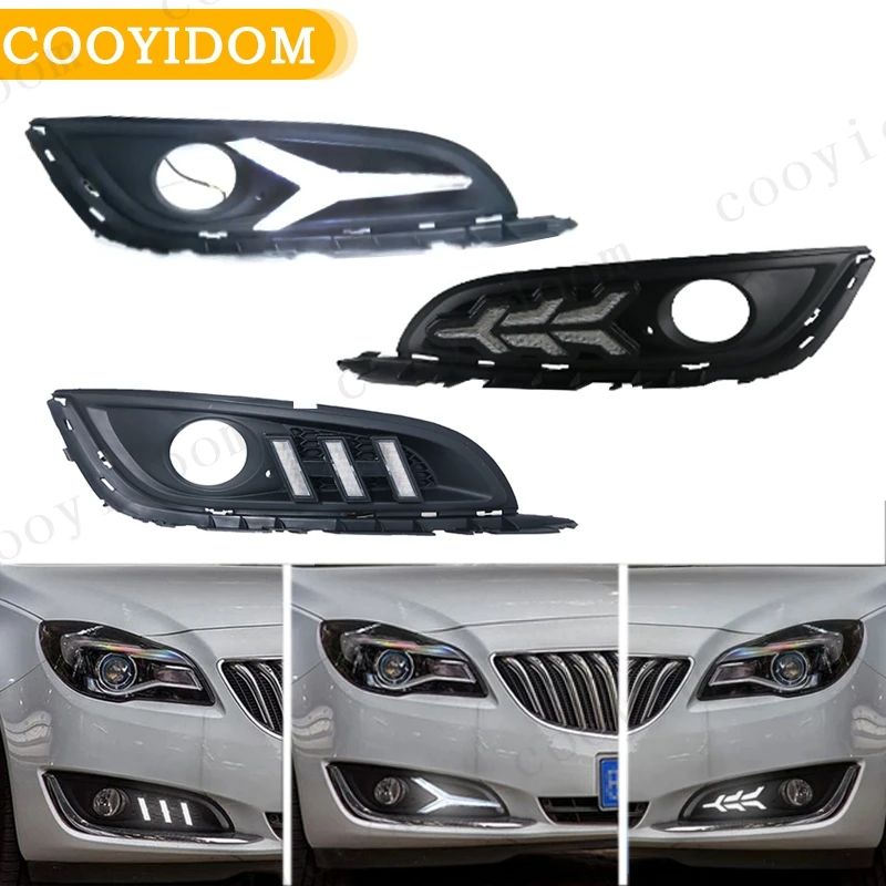 2PCS LED DRL Daytime Running Light Daylight With Turn Signal Lamp  fog light lamp For Buick Regal Opel Insignia 2014 2015 2016