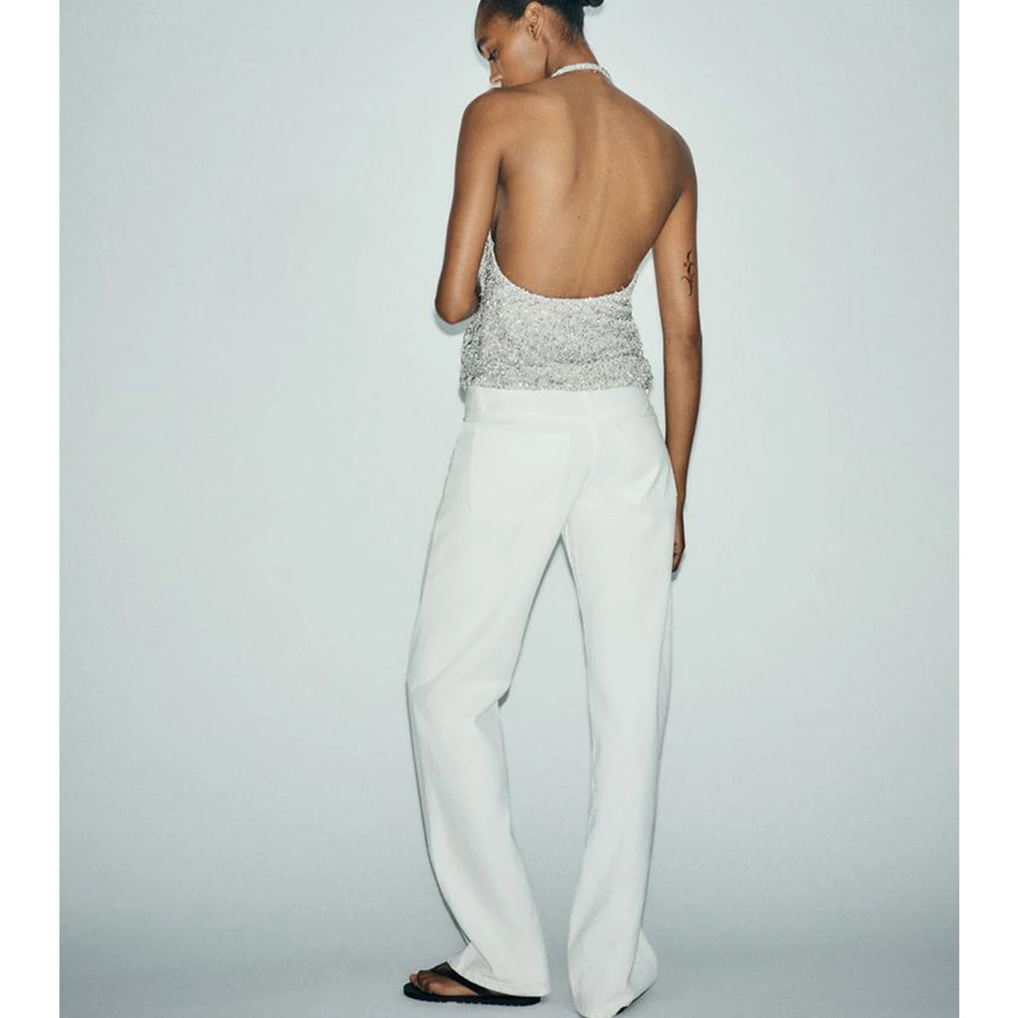 صيف جديد للمرأة تصميم تحسس مطوي حبة فتاة Sle Svel V-ne ort أعلى تخفيف Sle مشرق Tead طول منتظم #4