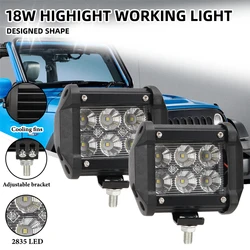 1pcs 18W LED Work Light Car roof light headlamps Fog lamp drl led Driving lights Super Bright Motorcycle additional bulb ABS 12V