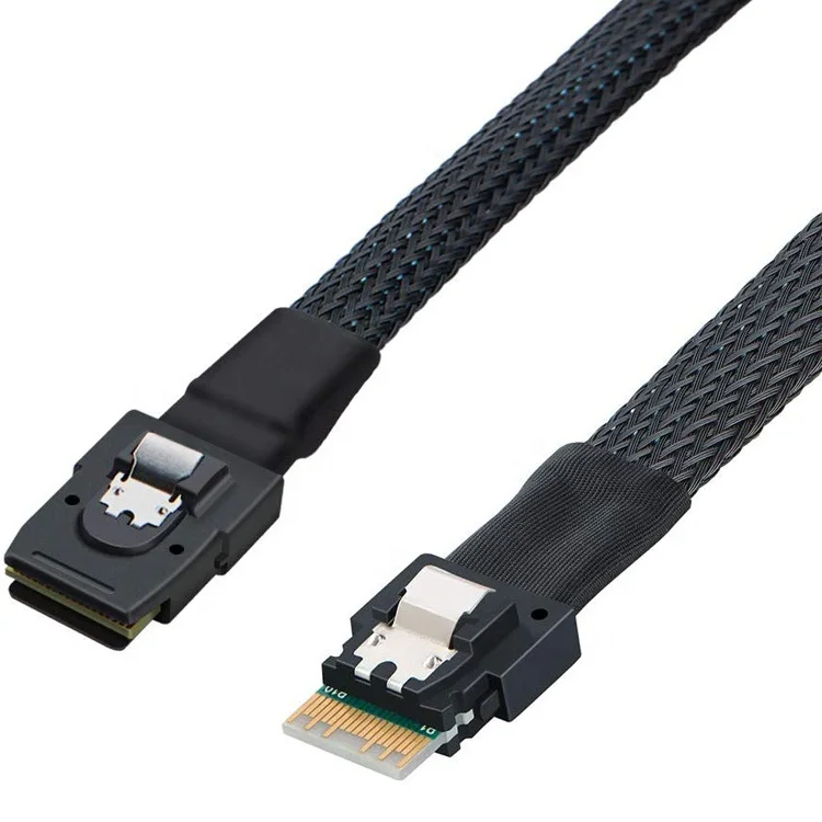 Slim Line SAS 4.0 SFF-8654 4i 38 Pin Host to Mini SAS 4i SFF-8087 36 Pin Target data Cable