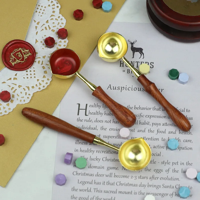 1pcs Hot Fashion Stainless Steel Spoon Wood Handle Length 12cm Hight Quality for Wax Seal Ancient Sealing Wax Tablet Pill Beads