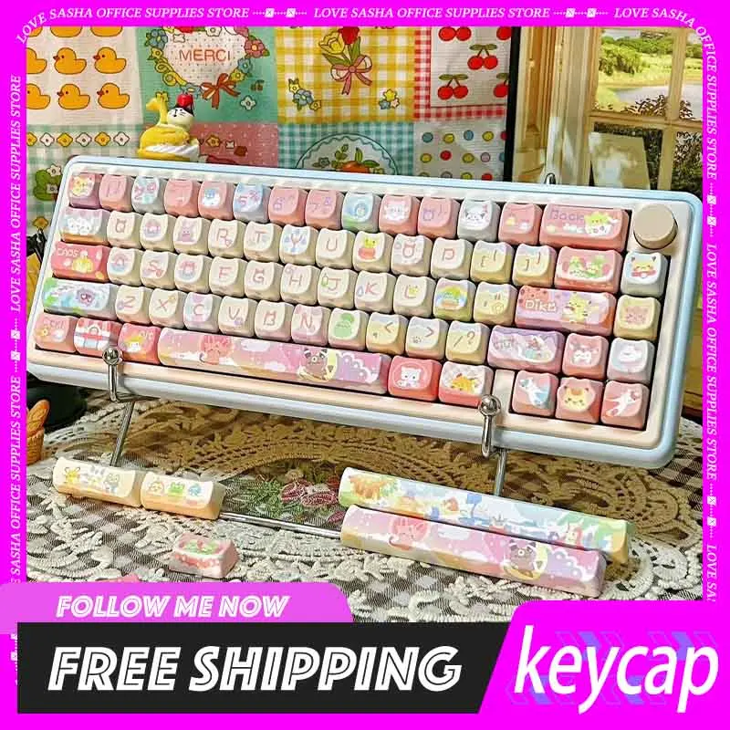 

Anime Keycaps Moa/Mao Pbt Keycaps Customization Diy Cute Pink Individuality Keycaps For Mechanical Keyboard Keycaps Gifts