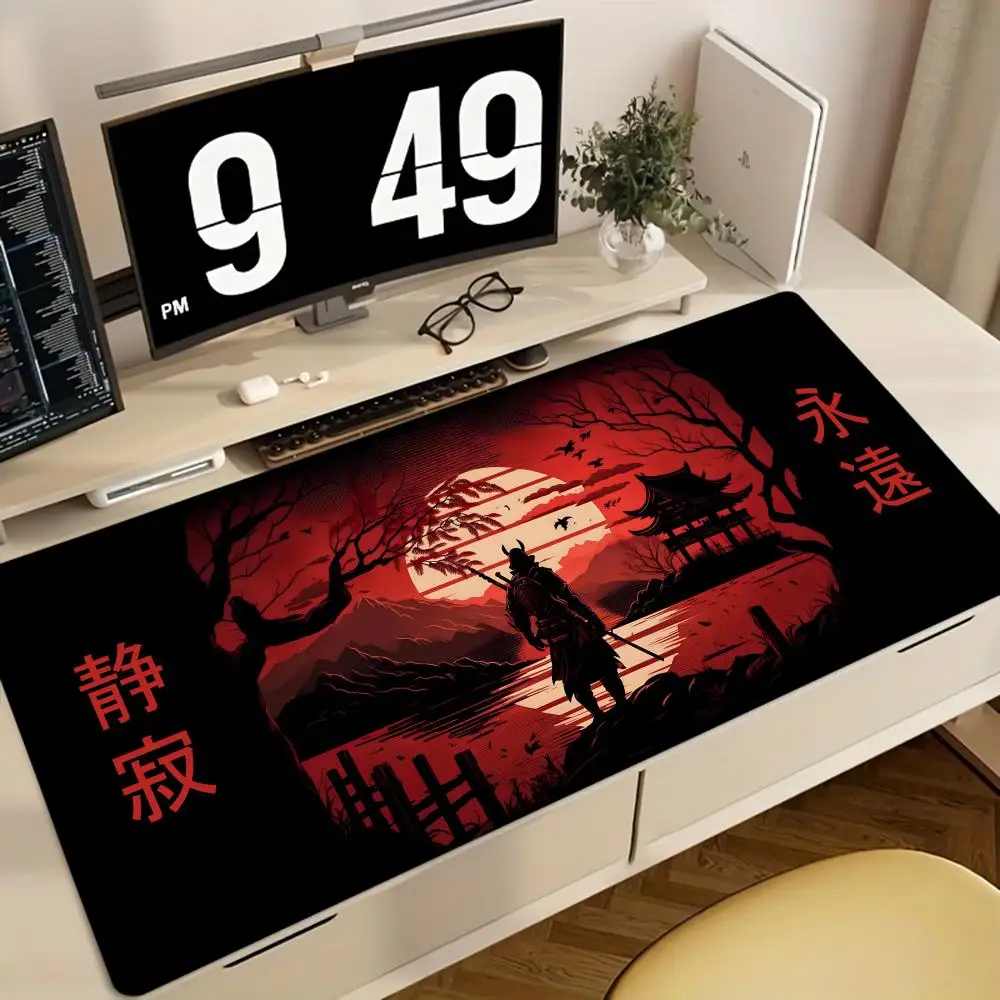 

Large Gaming Mouse Pad, Red Samurai Back View Theme Design, Rubber Non-slip Base, Laptop Desk Mat, Gaming Accessory