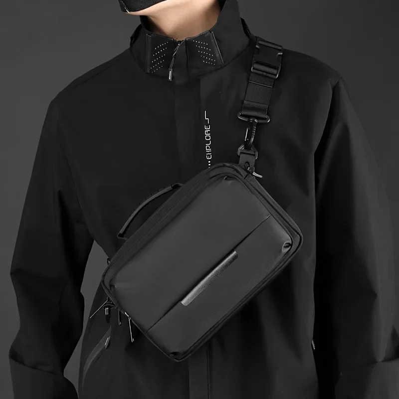 Men's Simple Chest Bag - Water-Resistant Crossbody Shoulder bag, Casual Sling Bags with Horizontal Design for Business & Travel